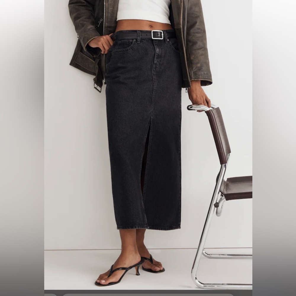 Madewell maxi Denim Mid-Rise Skirt in Lunar Wash